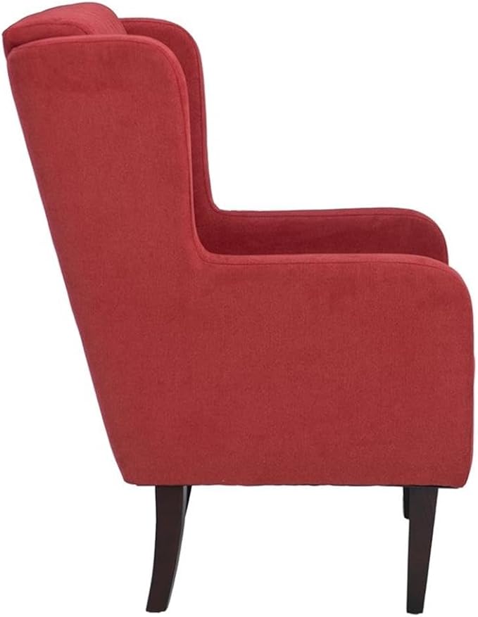 Linon Paulo Upholstered Wingback Accent Chair with Quilted Back &amp Seat in Rust