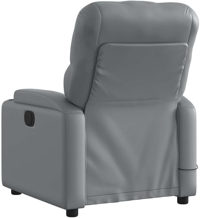Electric Massage Recliner Chair Gray Faux Leather Ergonomic Design Living Room Home Theater Seating 24V 2A Power 242.5 lb Capacity Living Room Chairs