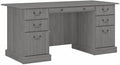Scranton &amp Co Modern Wood Executive Desk with Drawers Gray Finish 66W x 30D Desktop Lockable File Storage Scratch-Resistant Surface Classic Style Office Desk for Home or Work