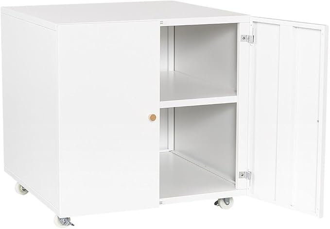 Metal Mobile File Cabinet Rolling Printer Stand Versatile Storage Locker for Home Office White White