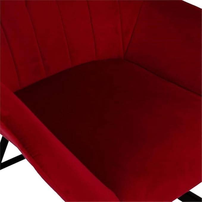LuxenHome Modern Accent Velvet Chairs Upholstered Red Rocking Chair Dining Chairs Single Sofa Arm Chair for Living Room Bedroom Leisure Lounge Chairs with Metal Stand