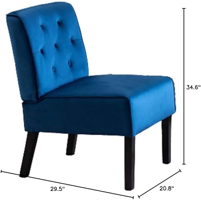 Reeso 2-Piece Living Room Armless Button Tufted Pattern Accent Chair Dark Blue