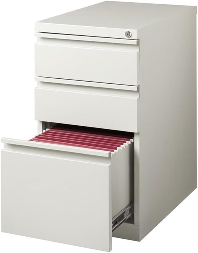 Scranton &amp Co 3-Drawer Modern Metal Mobile Pedestal File Cabinet in Light Gray
