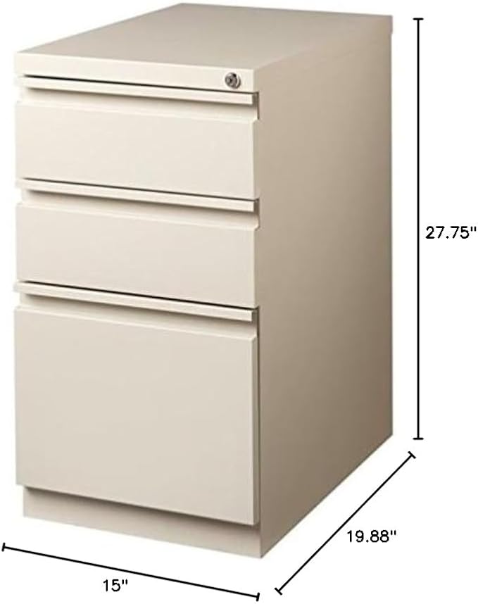 Pemberly Row 27.75 H X 15.00 W Modern 3 Drawer Metal Mobile Filing Cabinet in Putty with Lock Included