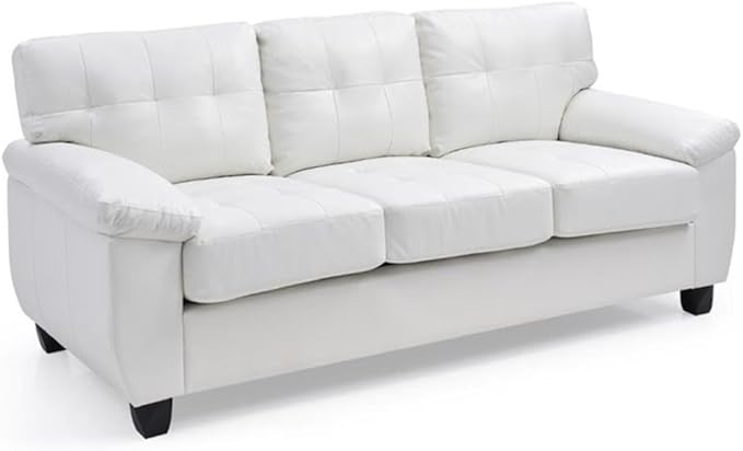 Glory Furniture Gallant Faux Leather Sofa in White