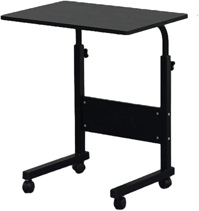 Side Mobile TableComputer Desk with Wheels Height Adjustable Rolling Potable Laptop Cart C-Shaped Bed Couch End Tables for Living Room Bedroom (Black S with Baffle)