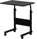 Side Mobile TableComputer Desk with Wheels Height Adjustable Rolling Potable Laptop Cart C-Shaped Bed Couch End Tables for Living Room Bedroom (Black S with Baffle)