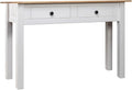 Wooden Writing Computer Desk with 2 Drawers Home Office Desk Writing Study Table for Bedroom Console Table for Living Room White 43.3x15.7x28.3(G)