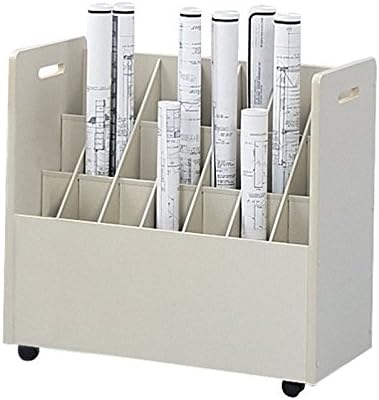 Scranton &amp Co 21 Compartment Mobile Wood Roll Files Organizer Particle Board Construction Putty Textured Vinyl Laminate Swivel Casters Grandstand Square Tube Design 28.88H x 30.13W x 15.75D