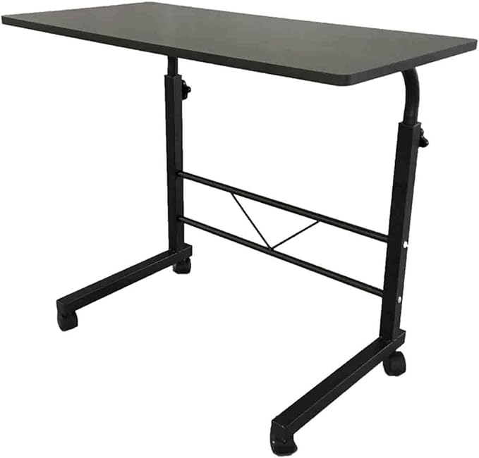 Standing Desk Adjustable Height Mobile Stand Up Desk with Wheels Rolling Desk Removable Laptop Workstation Home Office Desks Chipboard &amp Steel Side Table 31.50 x 18.11 Black