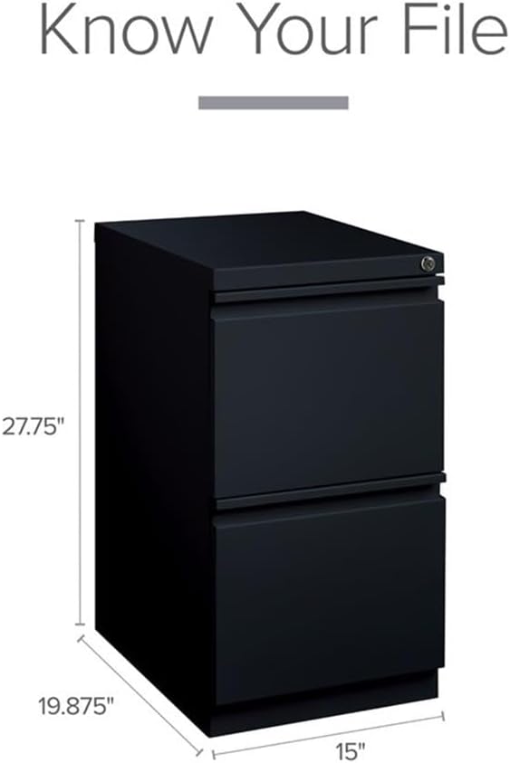 Hirsh Industries 20 Deep 2 Drawer Mobile File Cabinet File in Black
