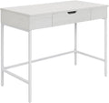 Pemberly Row Worksmart Sit-to-Stand Desk 40 W x 20 D x 31 H White Oak Engineered Wood Adjustable Height with Storage Drawer Modern Steel Frame Home Office or Student Desk