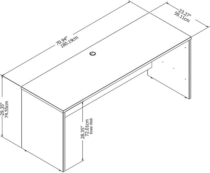 Bush Business Furniture Studio C Credenza Desk Computer Table for Home or Professional Office 72W x 24D Storm Gray