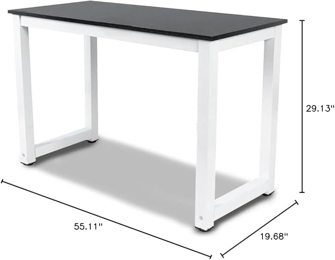 PIT66 Computer Desk Wood 55.1'' Office Table Modern PC Laptop Notebook Study Writing Table for Home Office Workstation (Black Color)