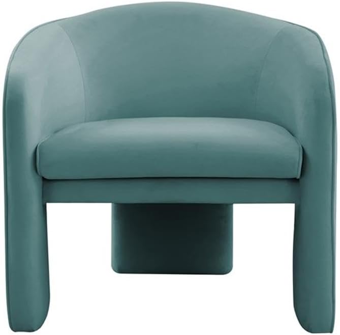 Pemberly Row Modern Sea Blue Velvet Accent Chair 29.9 W x 28.5 D x 28.2 H Kiln-Dried Pine Frame Sculptural Design Sumptuous Upholstery Handmade Statement Piece for Living Room or Bedroom