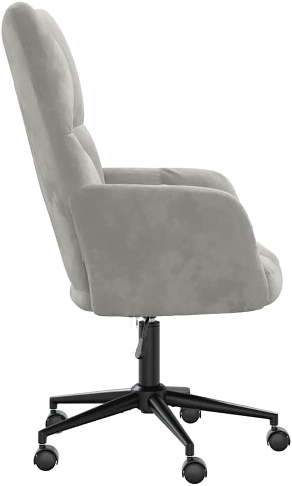 vidaXL Relaxing Chair with Adjustable Height in Light Gray Velvet Steel Frame and Swivel Mechanism - Modern Seating for Office or Living Room