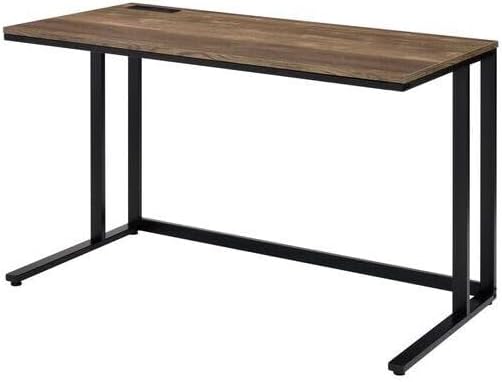 Antique Ambiance Writing Desk with Built-in USB Port Walnut &amp Black Finish - Modern and Functional Workspace for Stylish Offices Dimensions: 47.25 W x 23.62 D x 30 H