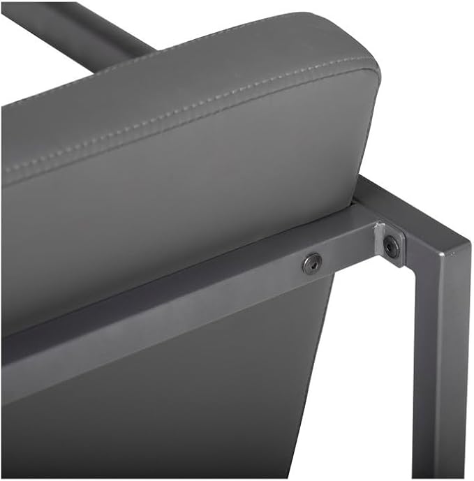 Maykoosh Mid-Century Modern Accent Chair - Pewter Grey Bonded Leather &amp Metal Frame - Cozy Living Room Seating