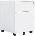 Mobile File Cabinet 2 Drawer Mobile File Cabinet with Lock Steel File Cabinet for Legal/Letter/A4/F4 Size Fully Assembled Except for Wheels