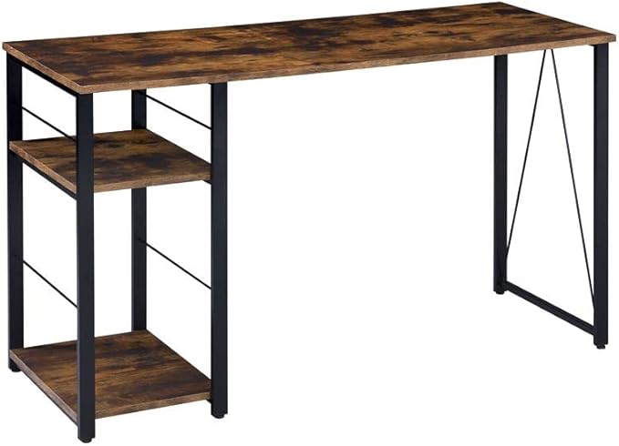 Acme Vadna Wooden Top Writing Desk in Weathered Oak and Black