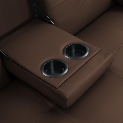 Convertible Folding Futon Sofa Bed with Metal Legs &amp 2 Cupholders Modern New Upholstered Couch Loveseat Sleeper Folding Couches Bed Removable Armrests for Small Spaces (Brown)