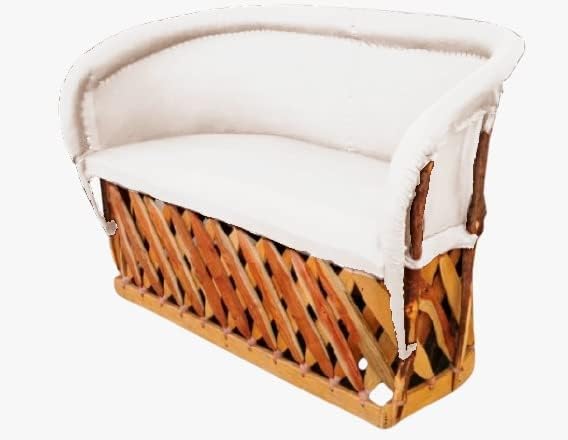 Love Seat Equipal Furniture Handmade By Equipales San Jose White Color Mexican Traditional Style Ideal for your home house garden office restaurant hotel bar beach living room bedroom equipal