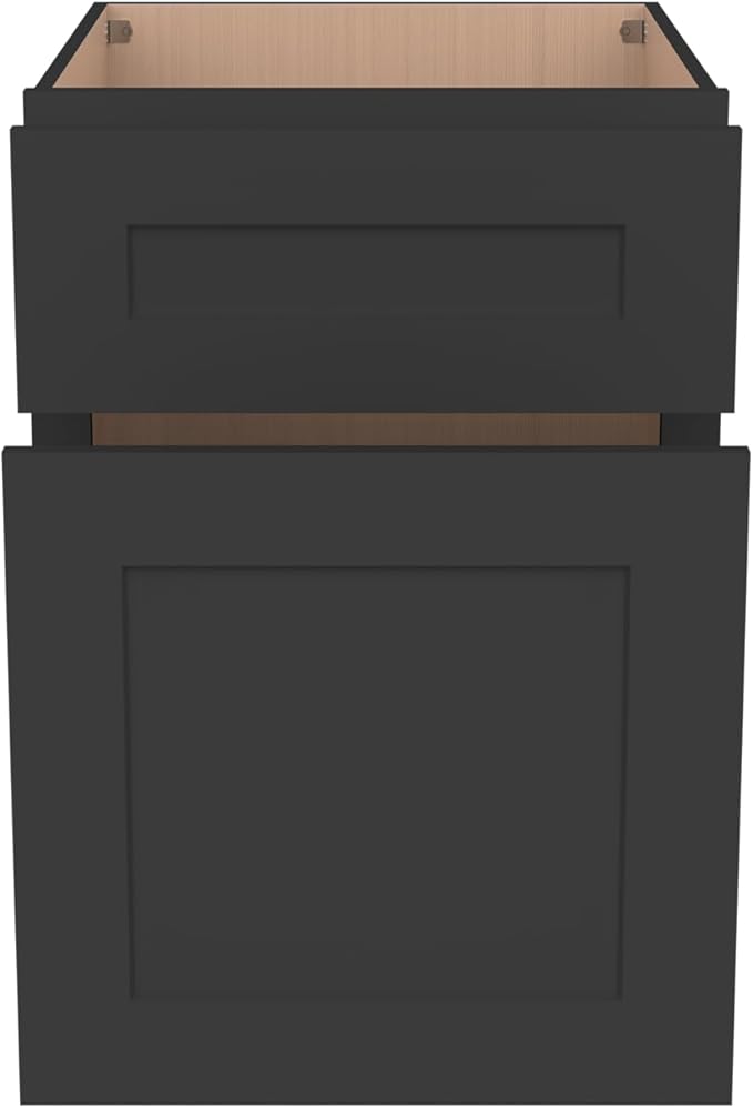 RTA Solid Wood File Drawer Cabinet Filing Cabinet Under Desk with 2 Drawers Fit Legal/Letter/Folders Sizes for Office and Study Room (Charcoal Black 18 W × 21 D × 29.5 H)