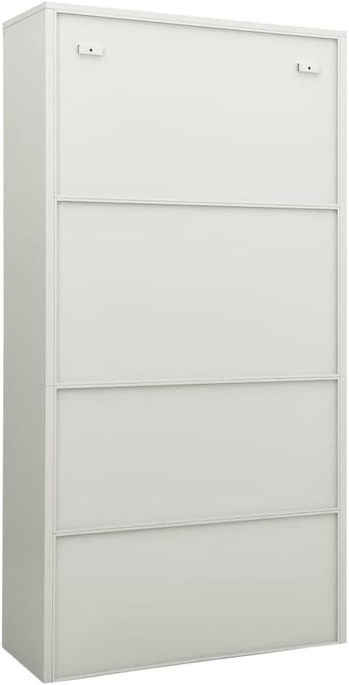 Metal Office Cabinet Garage Storage Cabinet with 4 Doors and 3 Adjustable Shelves 70.9 Light Gray Steel Lockable File CabinetLocking Tool Cabinets for OfficeHome (Style C)
