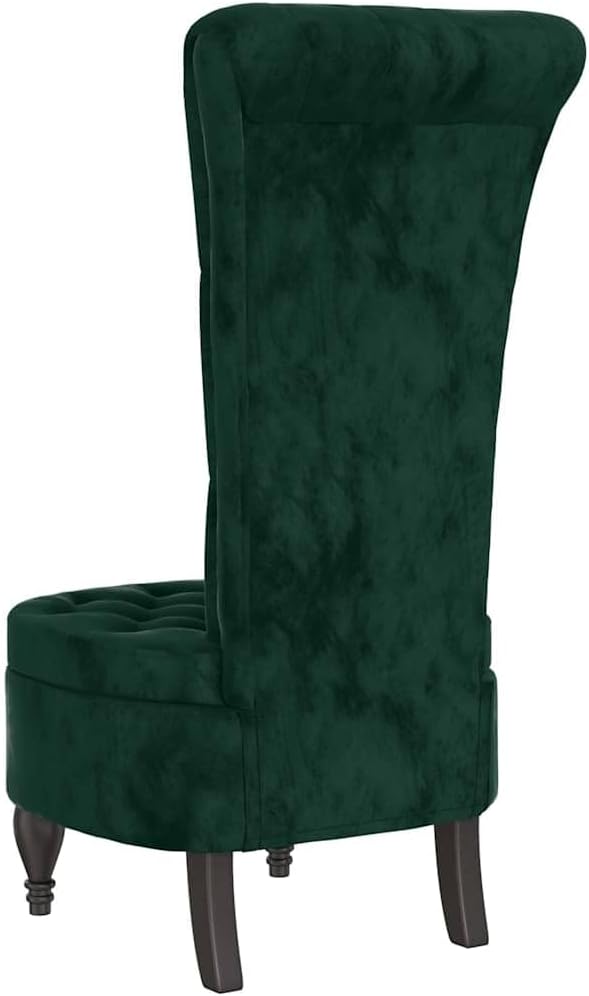 vidaXL Dark Green Velvet High Back Chair Ergonomic Accent with Padded Suitable for Seat Modern Design for Living Room Bedroom Office Decor Lounge Upholstered Single Sofa Stylish Seating