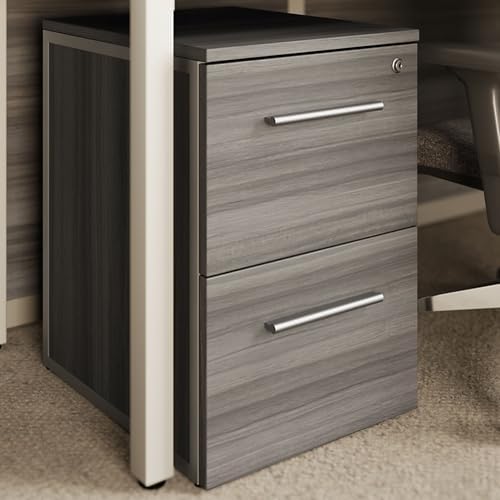 NBF Office Files Pedestal Cabinet - Two Drawer File Cabinet with Lock - Espresso Laminate Office Filing Cabinets - 26.46 H Modern Mobile File Cabinet Document Storage