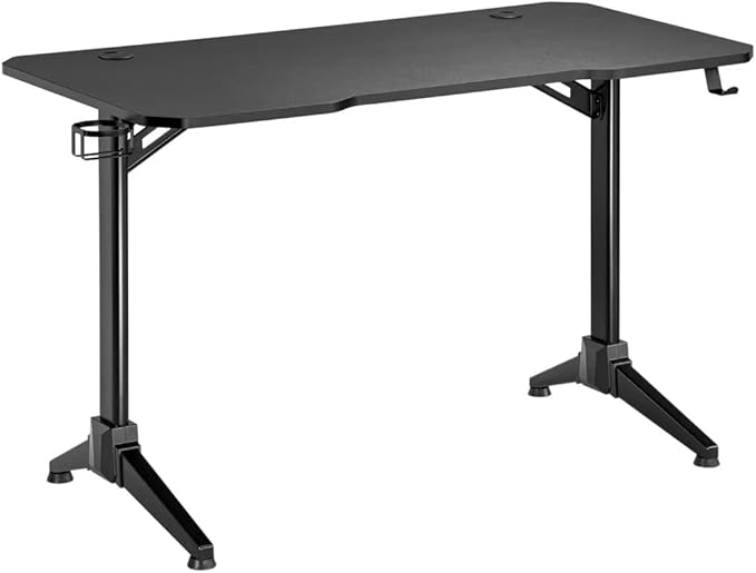 Monoprice Home Office Steel Frame Computer Desk - Black with Solid-Core 4-Foot Desktop and Accessory Attachments Workstation Study Table - Workstream Collection