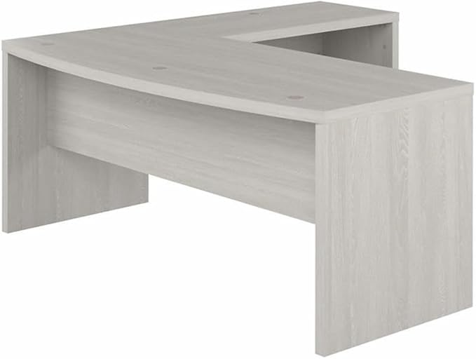 Bush Business Furniture L Shape Desk with Wire Management | Echo Collection Corner Bow Front Table for Home Office with Quick-to-Assemble Hardware | 72Wx77Lx30H