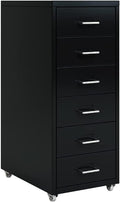 Metal Office Cabinet with Wheels 3/5 /6/8 Drawers Mobile Filing Cabinet for Home/Office(Size:6Color:Black)