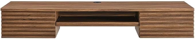 Modway Render Wall Mount Particleboard and Wood Office Desk in Walnut