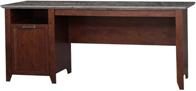 Pemberly Row Contemporary Executive Desk 71 Wide Two-Tone Brown Finish Transitional Style with Cabinet and Shelf Cord Management for Home Office Workspace