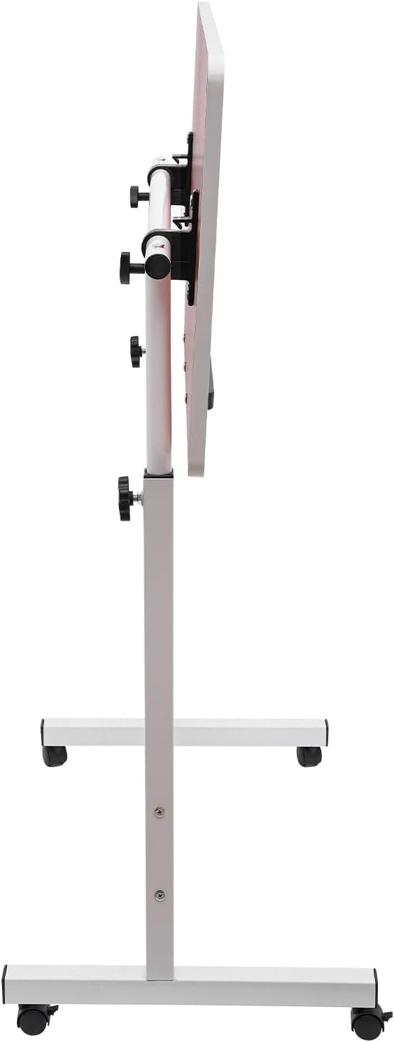 Adjustable Height Standing Desk 180° Adjustable Tilt Angle Portable Mobile Laptop Desk for Sitting and Standing Rolling Computer Stand with 360° Swivel Wheels for Home Offices (White)