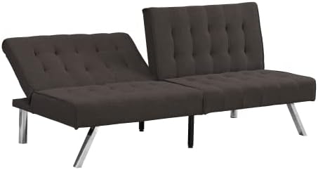 Convertible Futon Sofa Bed Modern 68'' Faux Leather Sleeper Couch for Living RoomGuest Bed Adjustable Backrest Upholstered Recliner Chair Loveseat for Compact Small Space Living Room (Brown New)