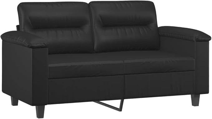 2-Seater Faux Leather Loveseat 59.1 x 59.1 x 31.5 in Modern Compact Couch with Steel Frame &amp Plush Armrests Black Small Sofa for Living Room Apartment Studio