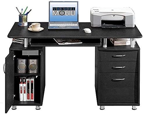 Kiwifruit Office Desk Computer Table Study Writing Desk Workstation Sturdy MDF Board w/Storage for Home Office 45 inch W x 22 inch D x 29 inch H Black
