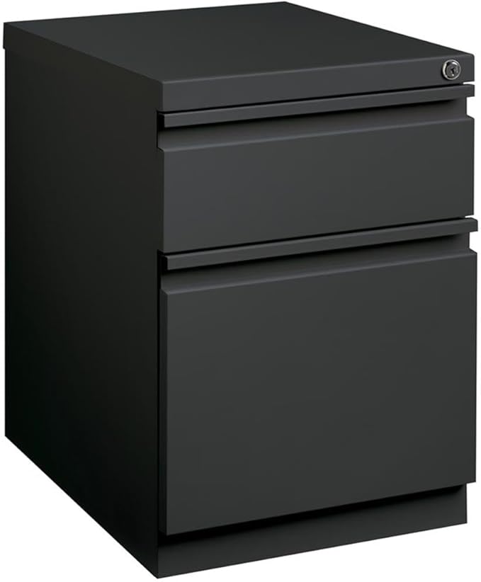 BOWERY HILL Mobile Pedestal File Cabinet 20 in Depth Steel Construction Charcoal Finish 2-Drawer Box/File Configuration Lockable Letter-Size Hanging File Storage Office Roll Filing Cabinet