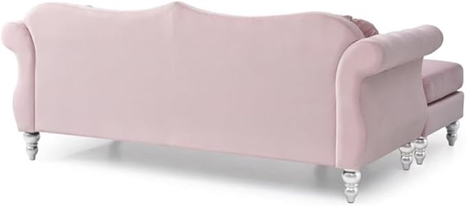 Glory Furniture Hollywood Velvet Sofa Chaise in Pink