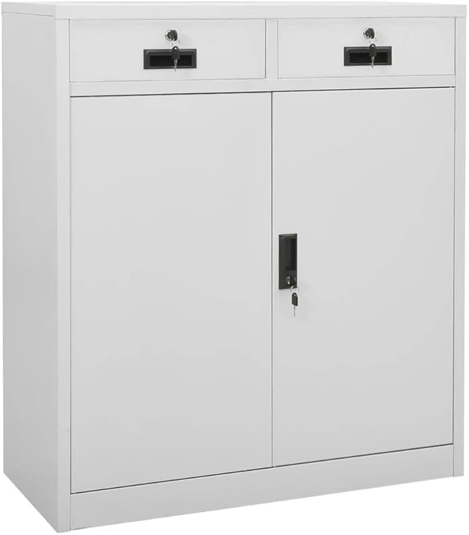 Office CabinetStorage Cabinet Steel Office Storage File Cabinet Storage Cabinet for Home Office Garage for Bedroom Living Room Light Gray 35.4x15.7x40.2 Steel