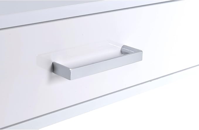Coleen White High Gloss Writing Desk | USB Charging Port | Spacious Drawers | Compact Home Office