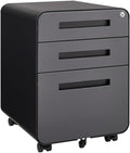 3-Drawer Mobile Filing Cabinet with Lock Metal Filing Cabinet to be Installation Required (Dark Grey)