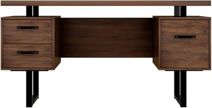 Home Office Computer Desk with Drawers/Hanging Letter-Size Files 59 inch Writing Study Table with Drawers