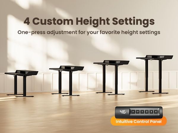 ErGear Electric Standing Desk with Drawers 48″ x 24″ Gaming Table Compatible Monitor Stand Stand up Desks Home Office Height-Adjustable Desk with Storage Shelf 4 Preset Heights Black