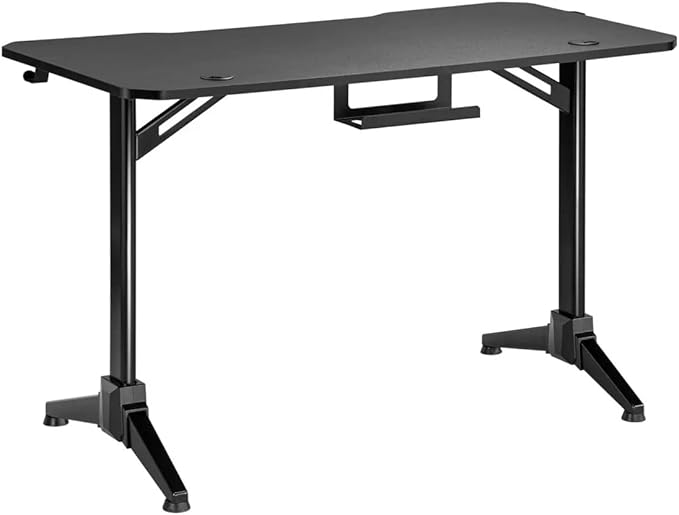 Monoprice Home Office Steel Frame Computer Desk - Black with Solid-Core 4-Foot Desktop and Accessory Attachments Workstation Study Table - Workstream Collection