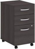 Scranton &amp Co 3 Drawer Mobile File Cabinet 27.87 H x 15.7 W x 20.15 D Laminate Over Engineered Wood Storm Gray Finish Lockable Drawers Brushed Nickel Hardware Office Storage with Casters