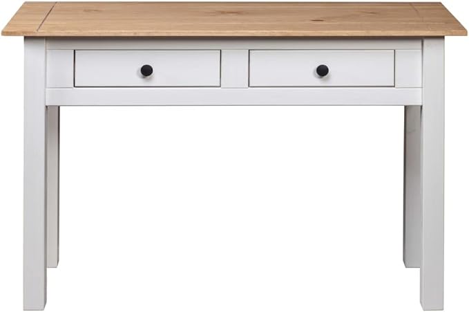 Wooden Writing Computer Desk with 2 Drawers Home Office Desk Writing Study Table for Bedroom Console Table for Living Room White 43.3x15.7x28.3(G)