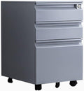 Office Desk Organizer Mobile File Cabinet with Lock and Drawers Lockable Pedestal with Silent Slide Grey
